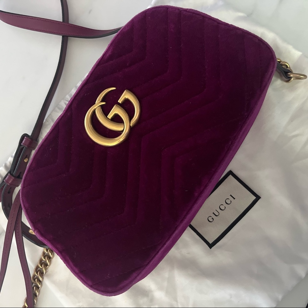 SOLD Gucci small GG Marmont Matelasse velvet shoulder bag
